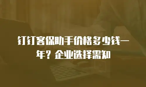 钉钉客保助手价格多少钱一年？企业选择需知
