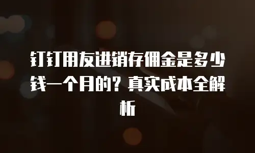 钉钉用友进销存佣金是多少钱一个月的？真实成本全解析