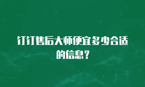 钉钉售后大师便宜多少合适的信息？