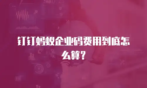 钉钉蚂蚁企业码费用到底怎么算？