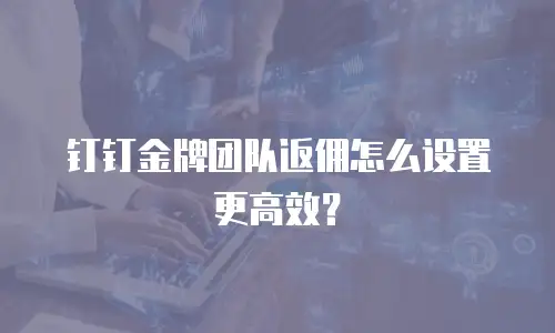 钉钉金牌团队返佣怎么设置更高效？