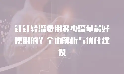 钉钉轻流费用多少流量最好使用的？全面解析与优化建议