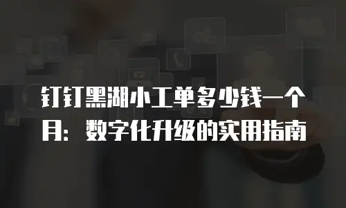 钉钉黑湖小工单多少钱一个月：数字化升级的实用指南