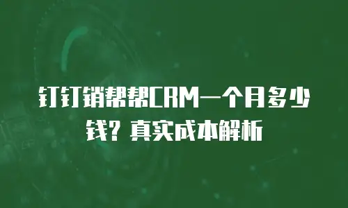钉钉销帮帮CRM一个月多少钱？真实成本解析