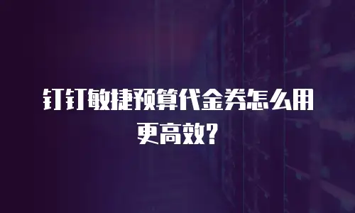 钉钉敏捷预算代金券怎么用更高效？