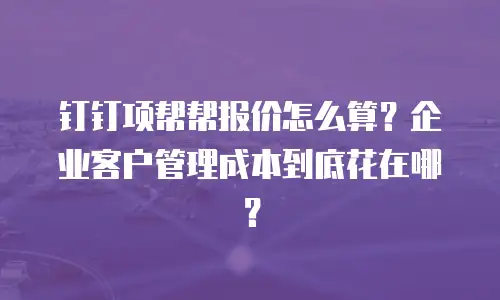 钉钉项帮帮报价怎么算？企业客户管理成本到底花在哪？