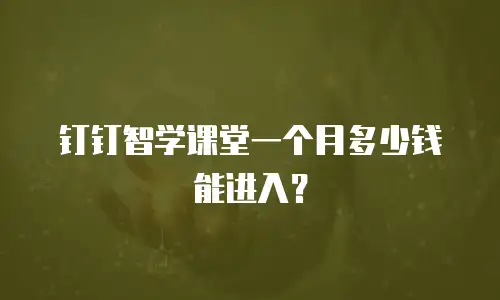 钉钉智学课堂一个月多少钱能进入？