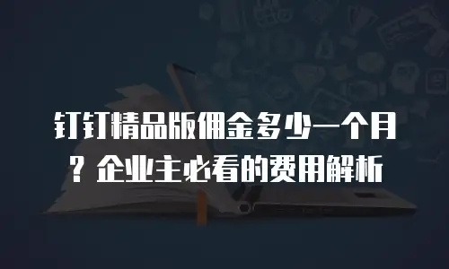 钉钉精品版佣金多少一个月？企业主必看的费用解析