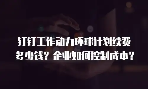 钉钉工作动力环球计划续费多少钱？企业如何控制成本？