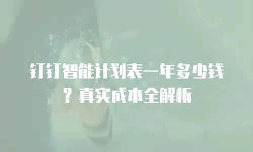 钉钉智能计划表一年多少钱？真实成本全解析
