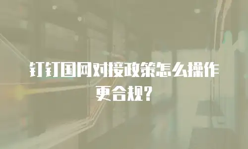 钉钉国网对接政策怎么操作更合规？