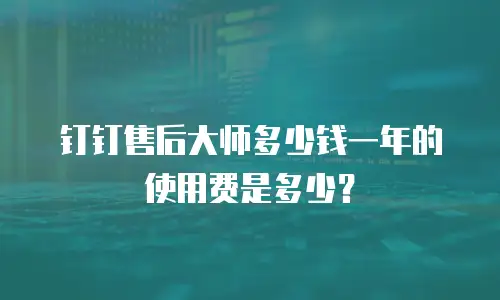 钉钉售后大师多少钱一年的使用费是多少？