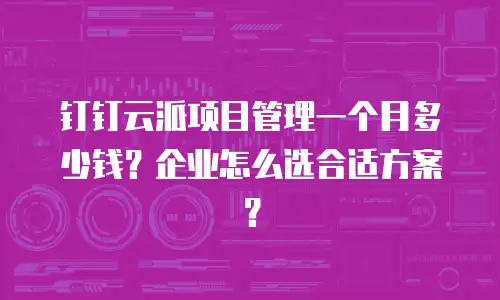 钉钉云派项目管理一个月多少钱？企业怎么选合适方案？