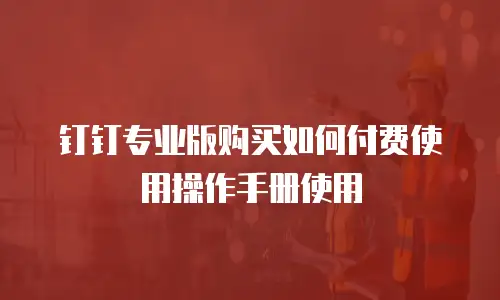 钉钉专业版购买如何付费使用操作手册使用