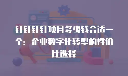 钉钉钉钉项目多少钱合适一个：企业数字化转型的性价比选择