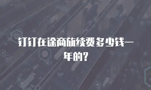 钉钉在途商旅续费多少钱一年的？