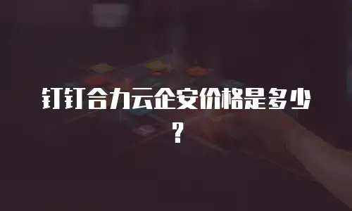 钉钉合力云企安价格是多少？