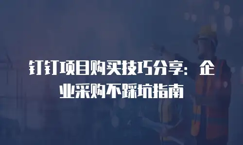 钉钉项目购买技巧分享：企业采购不踩坑指南