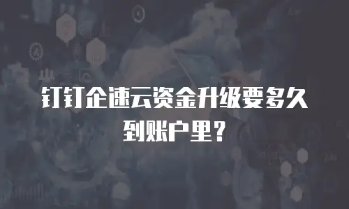 钉钉企速云资金升级要多久到账户里？