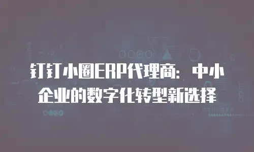 钉钉小圈ERP代理商：中小企业的数字化转型新选择