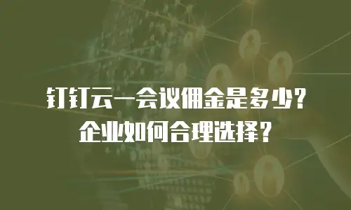 钉钉云一会议佣金是多少？企业如何合理选择？