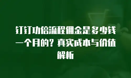 钉钉功倍流程佣金是多少钱一个月的？真实成本与价值解析