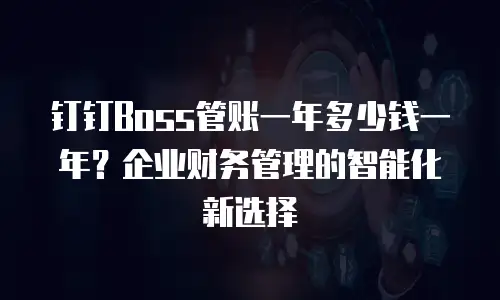 钉钉Boss管账一年多少钱一年？企业财务管理的智能化新选择