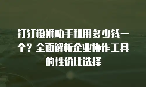 钉钉橙狮助手租用多少钱一个？全面解析企业协作工具的性价比选择