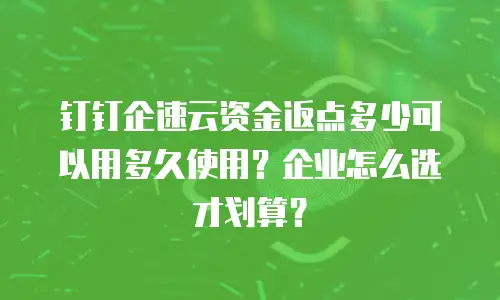 钉钉企速云资金返点多少可以用多久使用？企业怎么选才划算？