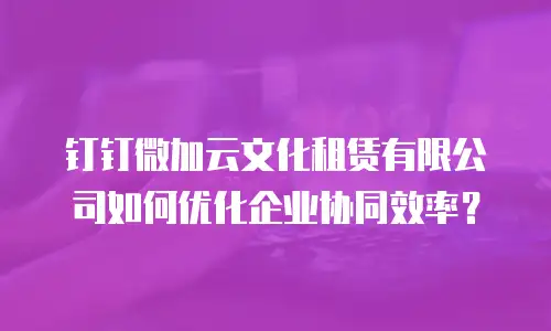钉钉微加云文化租赁有限公司如何优化企业协同效率？