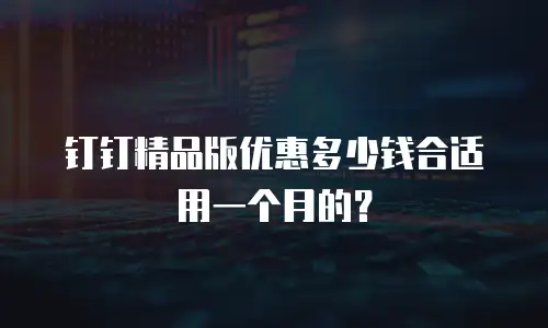钉钉精品版优惠多少钱合适用一个月的？