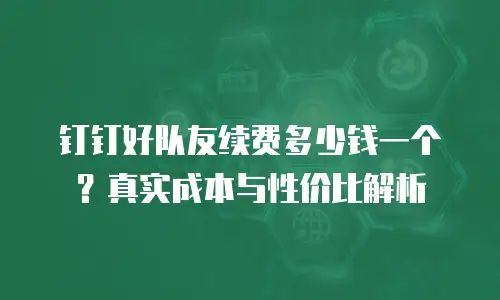 钉钉好队友续费多少钱一个？真实成本与性价比解析