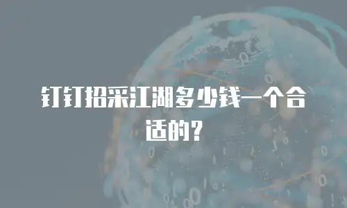钉钉招采江湖多少钱一个合适的？