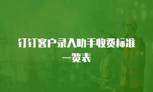 钉钉客户录入助手收费标准一览表