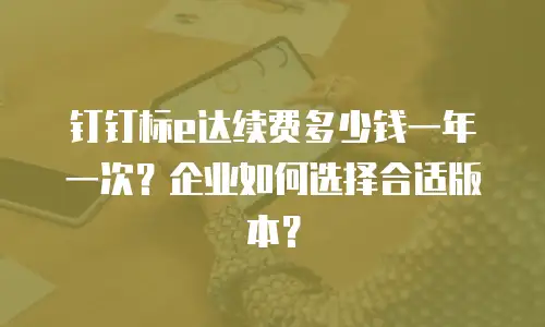 钉钉标e达续费多少钱一年一次？企业如何选择合适版本？