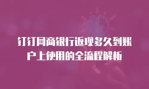 钉钉网商银行返现多久到账户上使用的全流程解析
