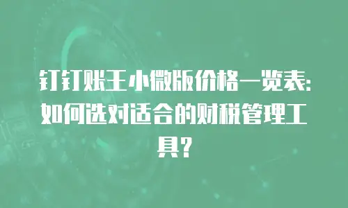 钉钉账王小微版价格一览表：如何选对适合的财税管理工具？
