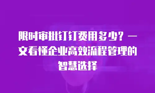 限时审批钉钉费用多少？一文看懂企业高效流程管理的智慧选择