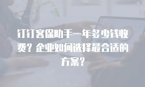 钉钉客保助手一年多少钱收费？企业如何选择最合适的方案？