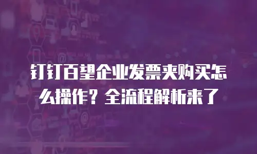 钉钉百望企业发票夹购买怎么操作？全流程解析来了