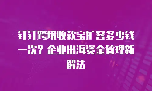 钉钉跨境收款宝扩容多少钱一次？企业出海资金管理新解法