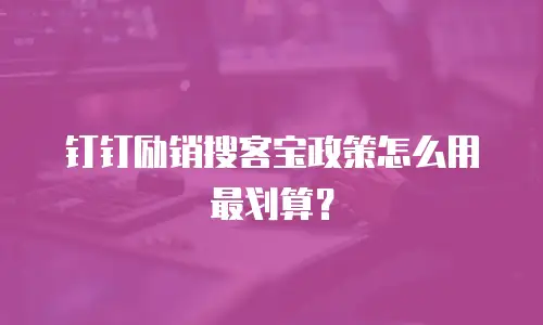 钉钉励销搜客宝政策怎么用最划算？