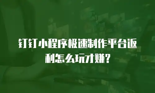 钉钉小程序极速制作平台返利怎么玩才赚？