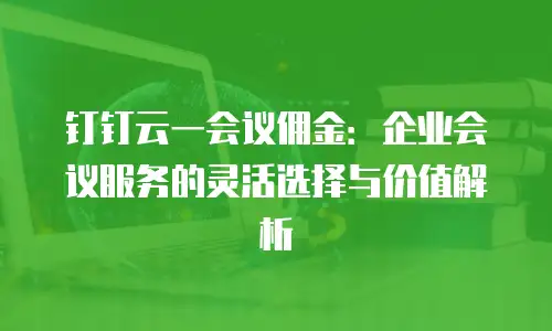 钉钉云一会议佣金：企业会议服务的灵活选择与价值解析