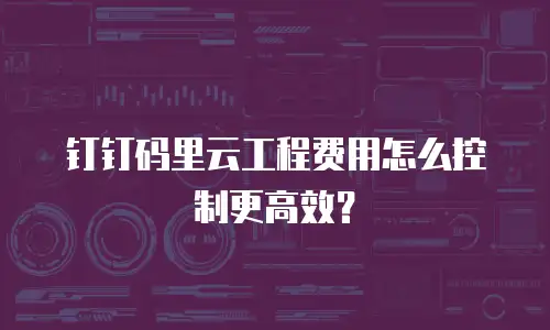 钉钉码里云工程费用怎么控制更高效？