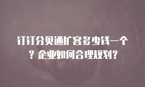 钉钉分贝通扩容多少钱一个？企业如何合理规划？