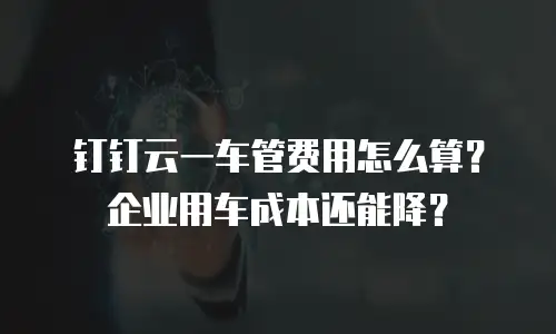 钉钉云一车管费用怎么算？企业用车成本还能降？