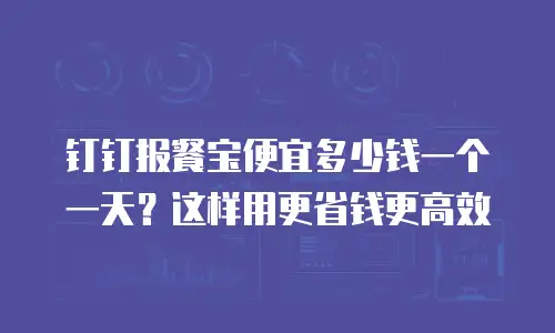 钉钉报餐宝便宜多少钱一个一天？这样用更省钱更高效