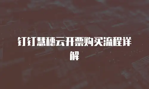 钉钉慧穗云开票购买流程详解