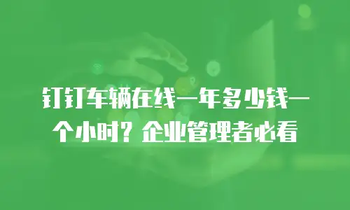 钉钉车辆在线一年多少钱一个小时？企业管理者必看